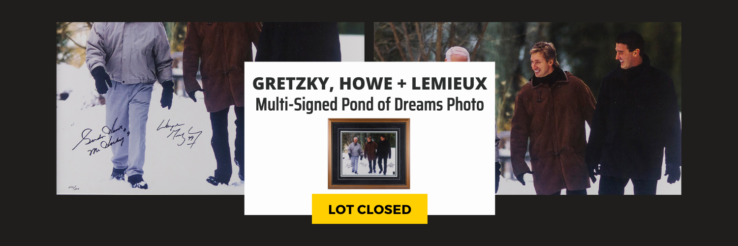 Wayne Gretzky, Gordie Howe, and Mario Lemieux Multi-Signed Framed Pond of Dreams Photo (Limited Edition 299/299)