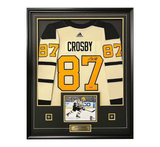Sidney Crosby Autographed Jersey In Custom Frame With Frameworth