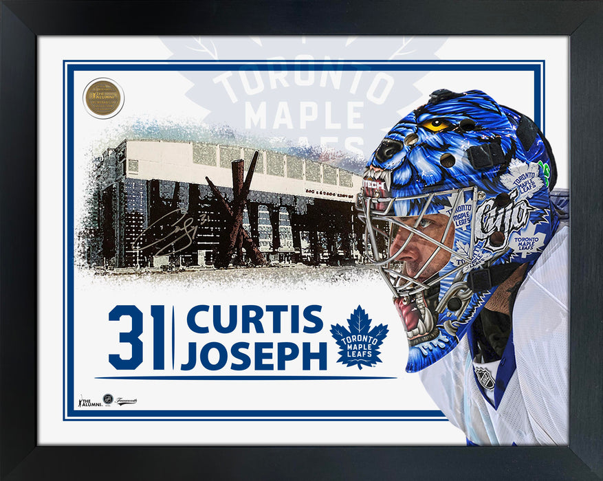 Curtis Joseph Embedded Signature 16x20 PhotoGlass Frame Maple Leafs