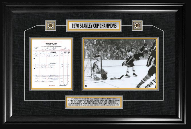 Bobby Orr Boston Bruins Framed 1970 Stanley Cup "The Goal" Scoresheet Collage