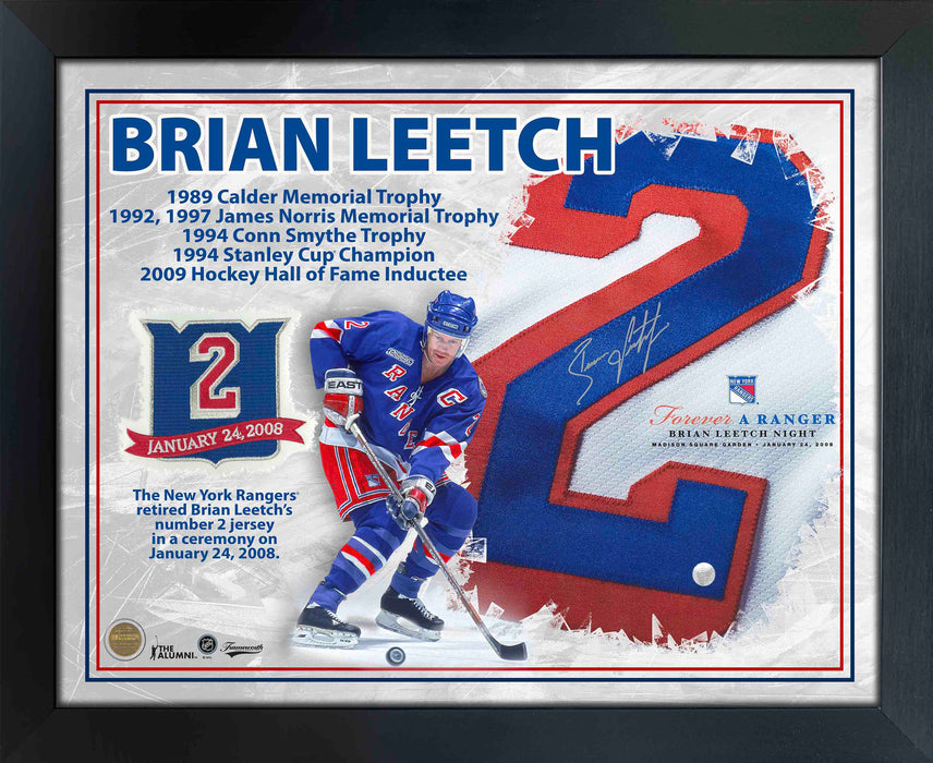 Brian Leetch Embedded Signature 16x20 PhotoGlass Frame Rangers