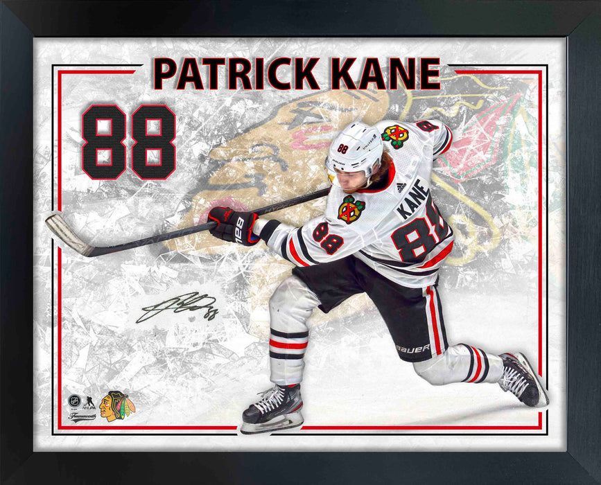 Patrick Kane Embedded Signature 16x20 PhotoGlass Frame Blackhawks