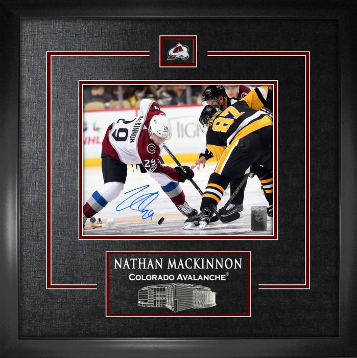 Nathan MacKinnon Colorado Avalanche Signed Framed 8x10 vs. Crosby Photo