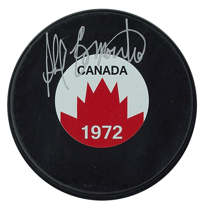 Phil Esposito Signed Puck Canada Summit Series 1972 Logo