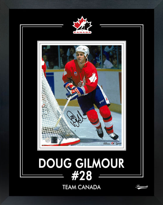 Doug Gilmour Signed 8x10 PhotoGlass Frame Canada Cup Red-V Skating