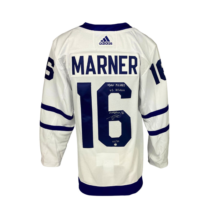 Mitch Marner Signed Toronto Maple Leafs Adidas Auth. Jersey with "400 Point vs Kraken" Inscribed (Limited Edition of 32)