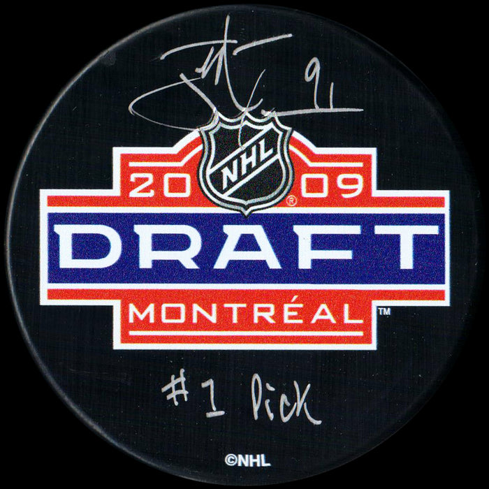 John Tavares Signed 2009 NHL Draft Puck with "1st Pick" Inscribed