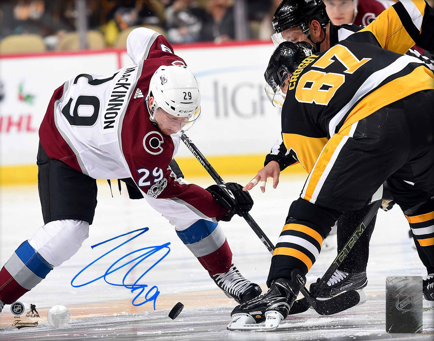 Nathan MacKinnon Colorado Avalanche Signed 8x10 vs. Crosby Photo