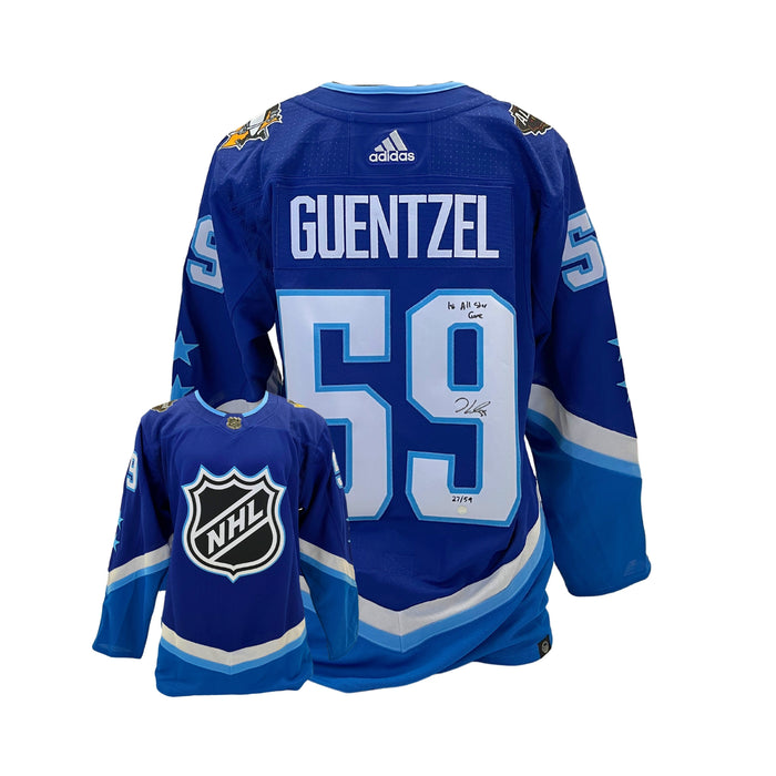 Jake Guentzel Signed 2022 Allstar Blue Adidas Authentic Jersey with "1st All star Game" Inscribed LE/59
