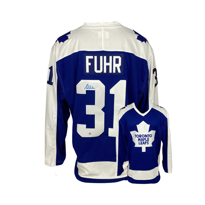 Grant Fuhr Signed Toronto Maple Leafs Replica Fanatics Vintage Jersey (blue)