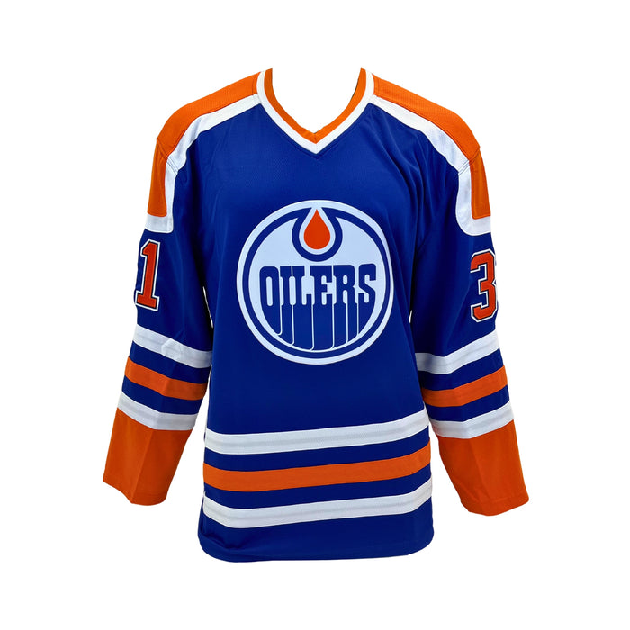 Grant Fuhr Signed Jersey Edmonton Oilers Replica Blue Vintage Fanatics