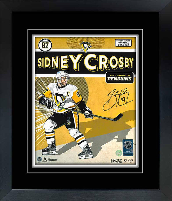 Sidney Crosby Signed 8x10 Framed Replica Comic Penguins (Limited Edition of 87)
