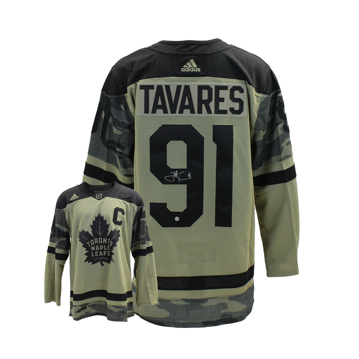 John Tavares Signed Jersey Toronto Maple Leafs 2022 Military Appreciation Green Adidas