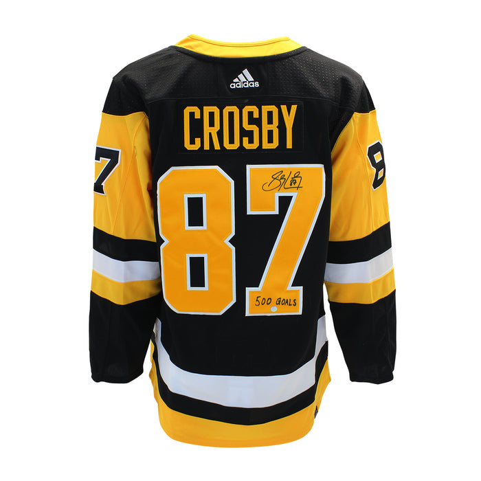 Sidney Crosby Signed Jersey Pittsburgh Penguins Black Adidas Insc "500 Goals"