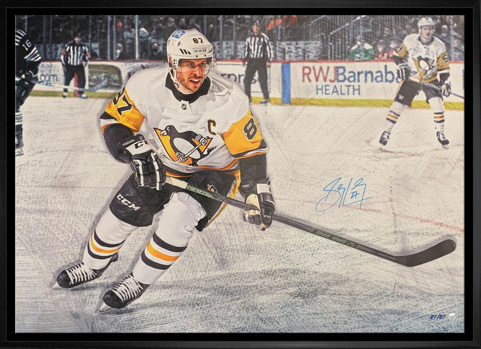 Sidney Crosby Signed 36x56 Framed Canvas Pittsburgh Penguins (Limited Edition of 87)