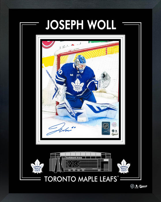 Joseph Woll Signed 8x10 Framed PhotoGlass Maple Leafs Action-V