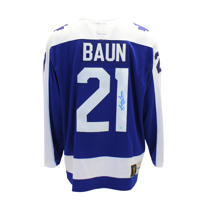 Bobby Baun Signed Jersey Maple Leafs Replica Blue Vintage Fanatics