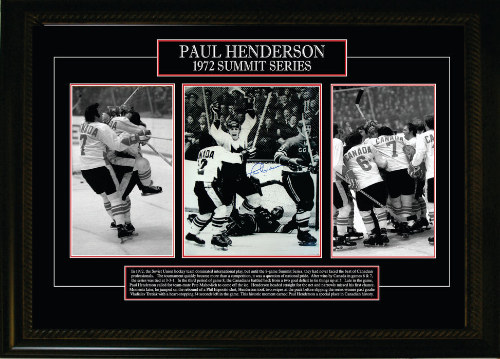 Paul Henderson Team Canada Signed Framed 8x10 Goal Celebration Photo with 2 6x10's Team Canada 72' Series Photos