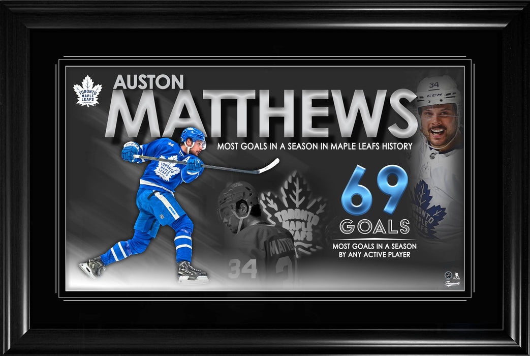 Auston Matthews 69 Goal Collage Framed Toronto Maple Leafs