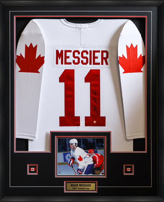 Mark Messier Signed Jersey Framed Canada Cup 1987 Replica White