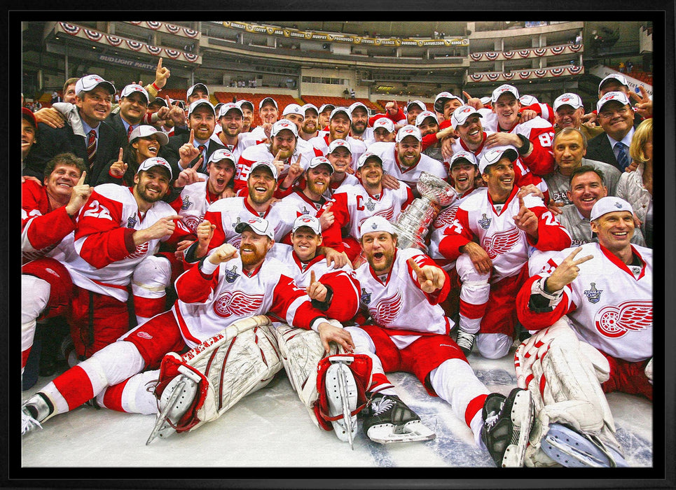 Detroit Red Wings 20x29 Framed Canvas 2002 Stanley Cup