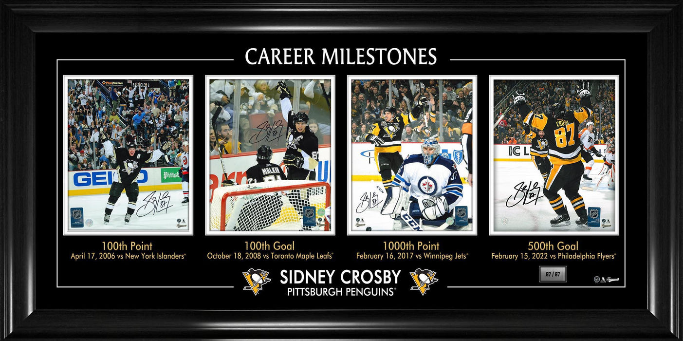 Sidney Crosby Four Signed 8x10 Milestones Penguins (Limited Edition of 87)