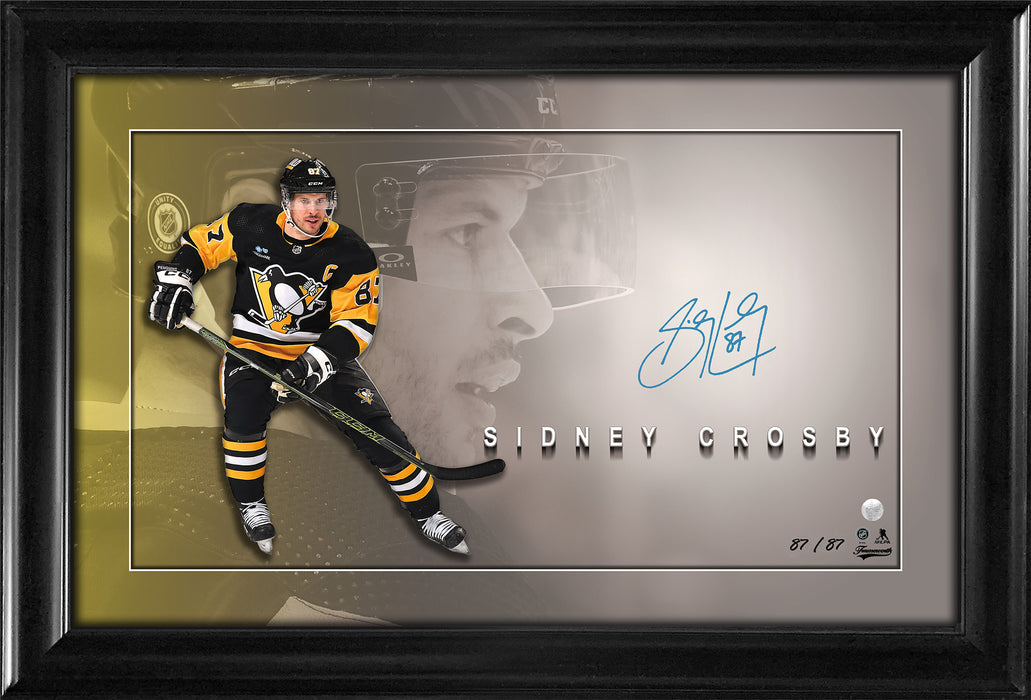 Sidney Crosby Signed 15x24 Framed Print Penguins Close-Up-H (Limited Edition of 87)