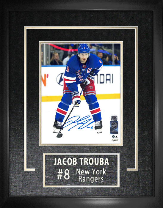Jacob Trouba Signed Framed New York Rangers Home 8x10 Photo