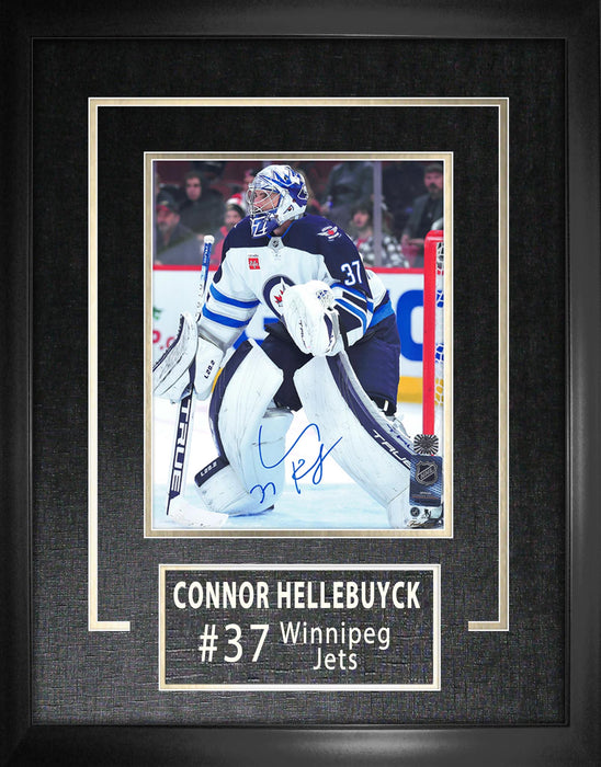 Connor Hellebuyck Winnipeg Jets Signed Framed Away 8x10 Photo