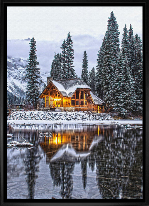 Winter Cottage 20x29 Framed Canvas