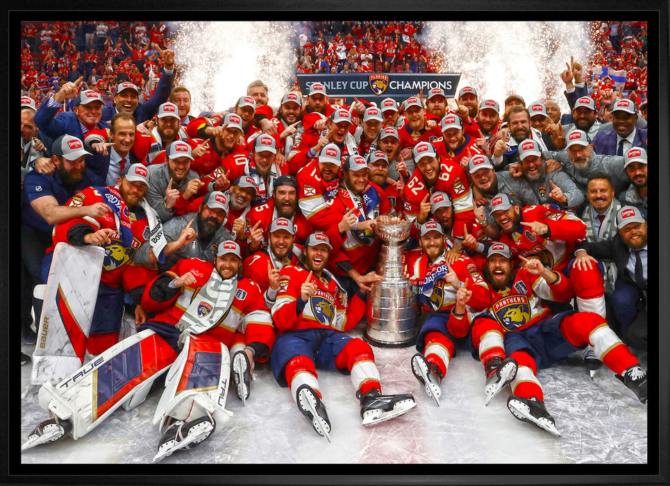 Florida Panthers 20x29 Framed Canvas 2024 Stanley Cup