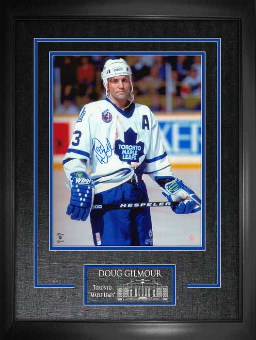 Doug Gilmour Toronto Maple Leafs Signed Framed 11x14 Bloody Warrior Photo