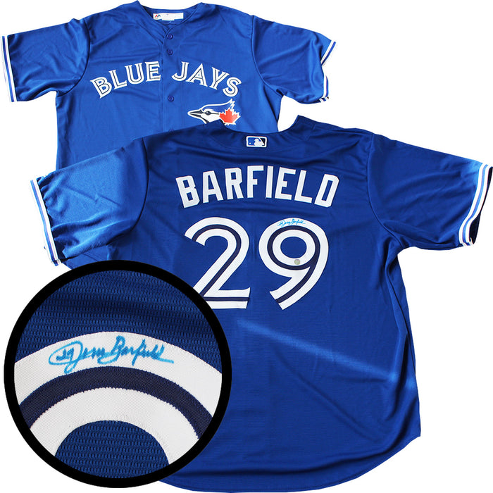 Jesse Barfield Signed Toronto Blue Jays Blue Replica Majestic  Jersey
