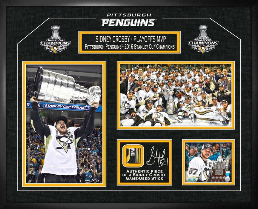Sidney Crosby Pittsburgh Penguins Stanley Cup Collage with Game Stick LE/887