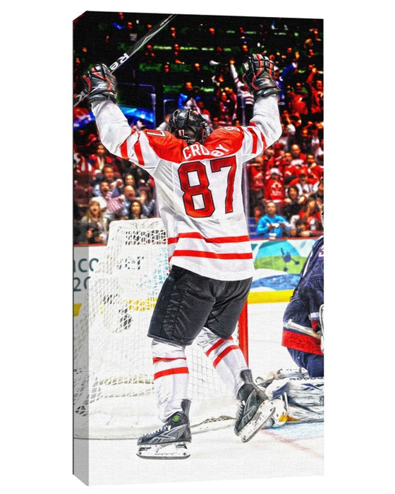 Sidney Crosby Team Canada UnFramed  14x28 Golden Goal Celebration Canvas