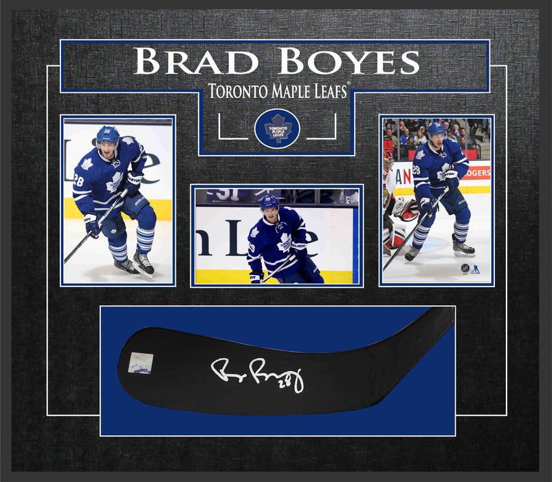 Brad Boyes Toronto Maple Leafs Signed Stickblade with 3 4x6 Action Photos