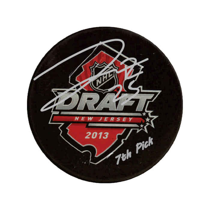 Darnell Nurse Edmonton Oilers Signed 2013 NHL Draft Puck with "7th Pick" Inscribed