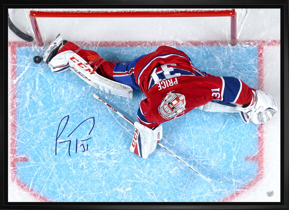 Carey Price Montreal Canadiens Signed Framed 20x29 Stretch Toe Save Canvas