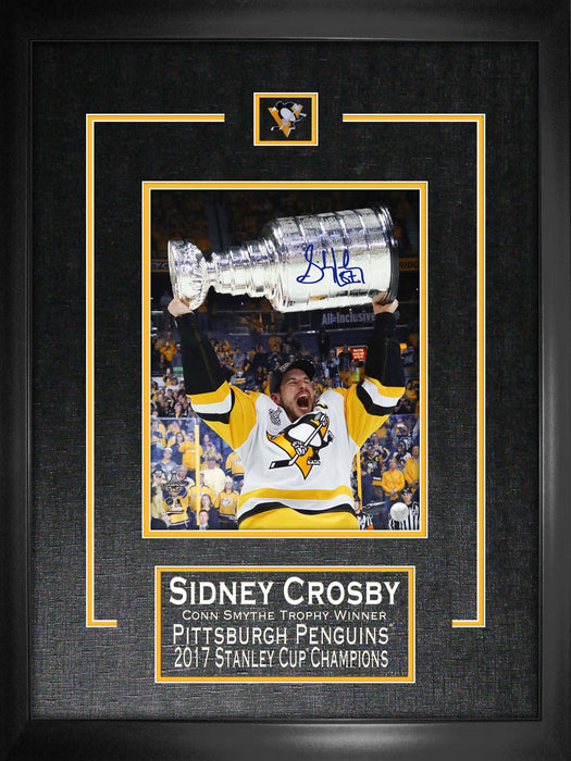 Sidney Crosby Pittsburgh Penguins Signed Framed 8x10 2017 Raising Stanley Cup Photo