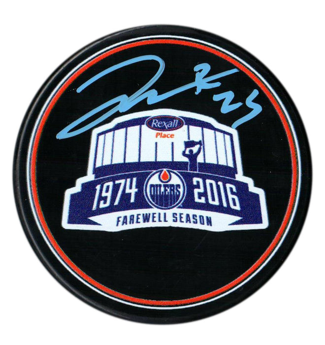 Darnell Nurse Edmonton Oilers Signed Rexall Place Farewell Season Puck