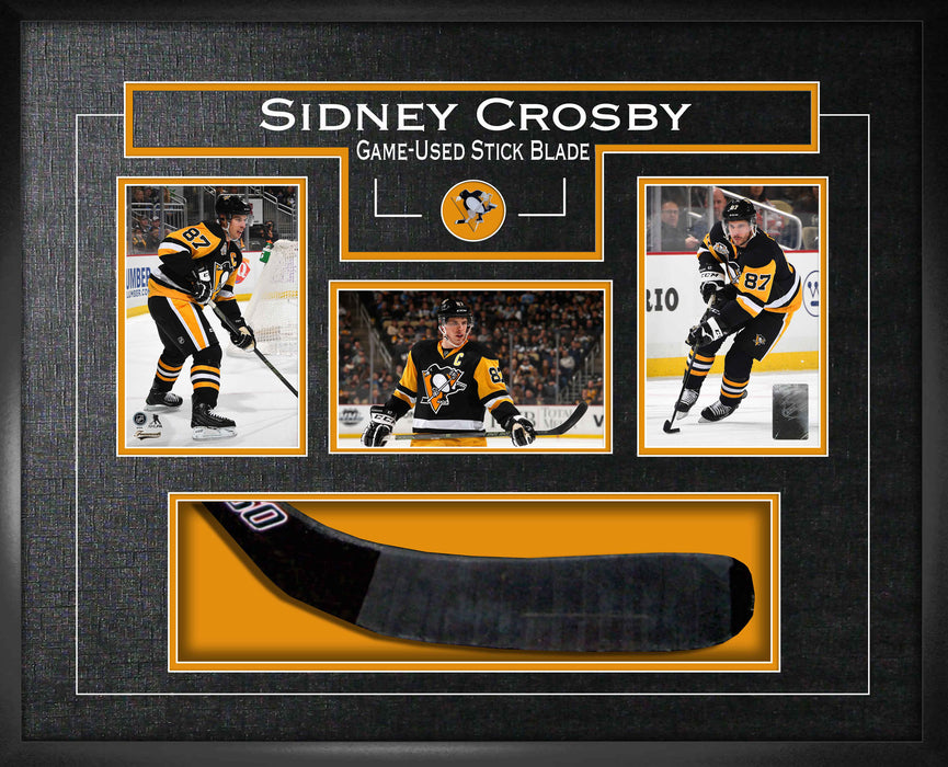 Sidney Crosby Pittsburgh Penguins Framed Game-Used Stickblade with Three Photos