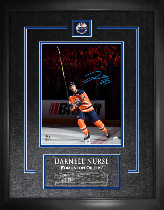 Darnell Nurse Edmonton Oilers Signed Framed 8x10 Stick Salute Photo