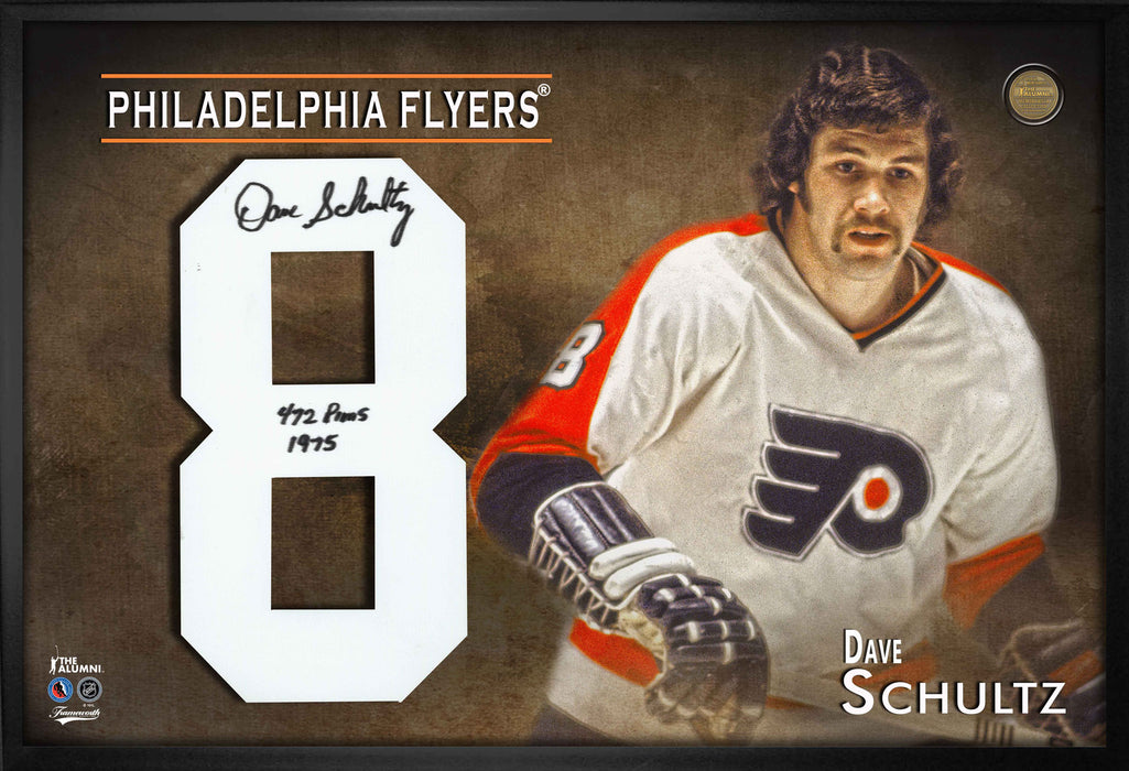 Dave Schultz Signed Framed Philadelphia Flyers Jersey Numbers Print
