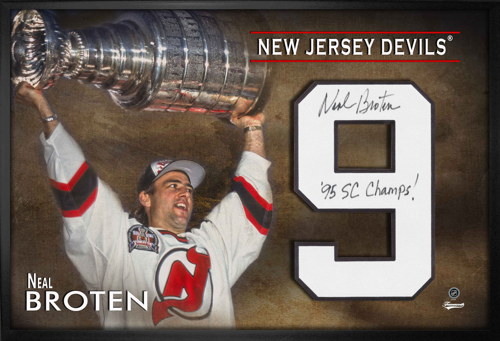 Neal Broten Signed Framed New Jersey Devils Jersey Number Print