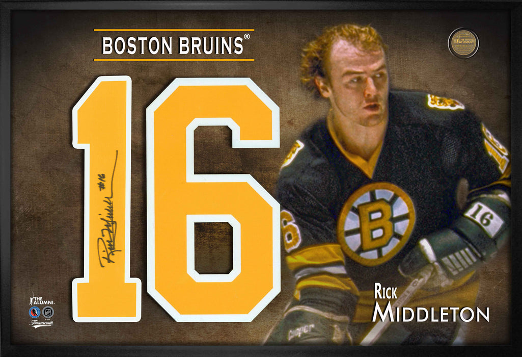 Rick Middleton Signed Boston Bruins Jersey Number Framed Print