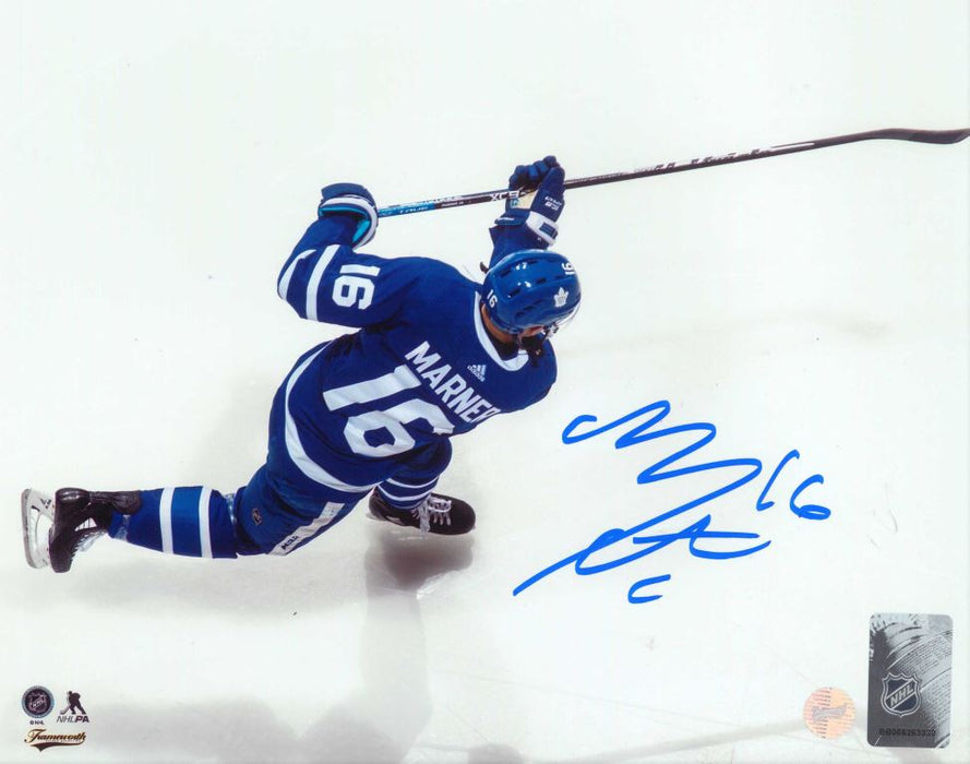 Mitch Marner Toronto Maple Leafs Signed 8x10 Overhead Shooting Photo