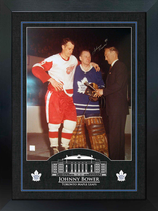 Johnny Bower Toronto Maple Leafs Signed Framed 16x20 Bro N Arms Photo