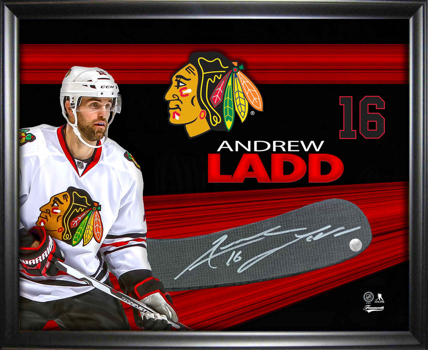 Andrew Ladd Chicago Blackhawks Signed PhotoGlass Framed Stickblade