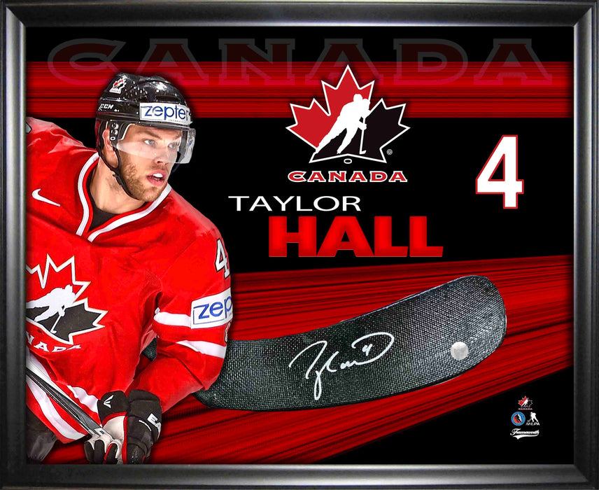 Taylor Hall Signed PhotoGlass Framed Team Canada Stickblade