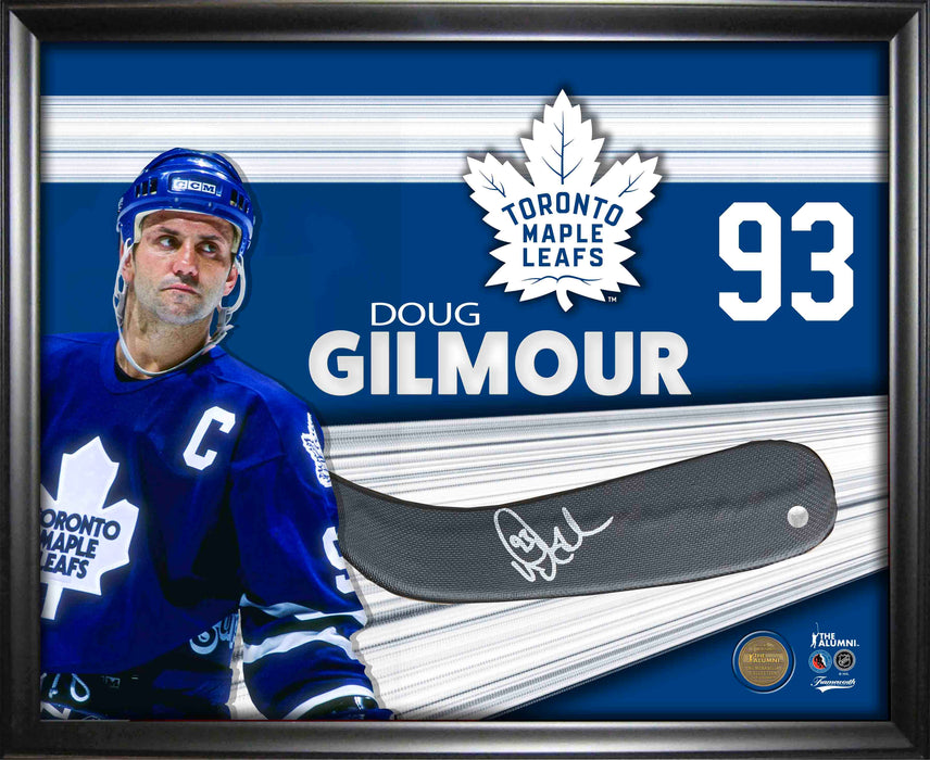 Doug Gilmour Signed PhotoGlass Framed Toronto Maple Leafs Stickblade
